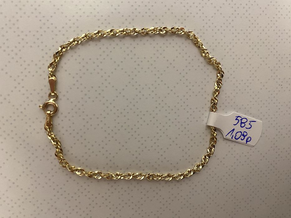 Nowa, ZŁOTA Bransoletka 19 cm, 1,09 g, próba: 585, 14K