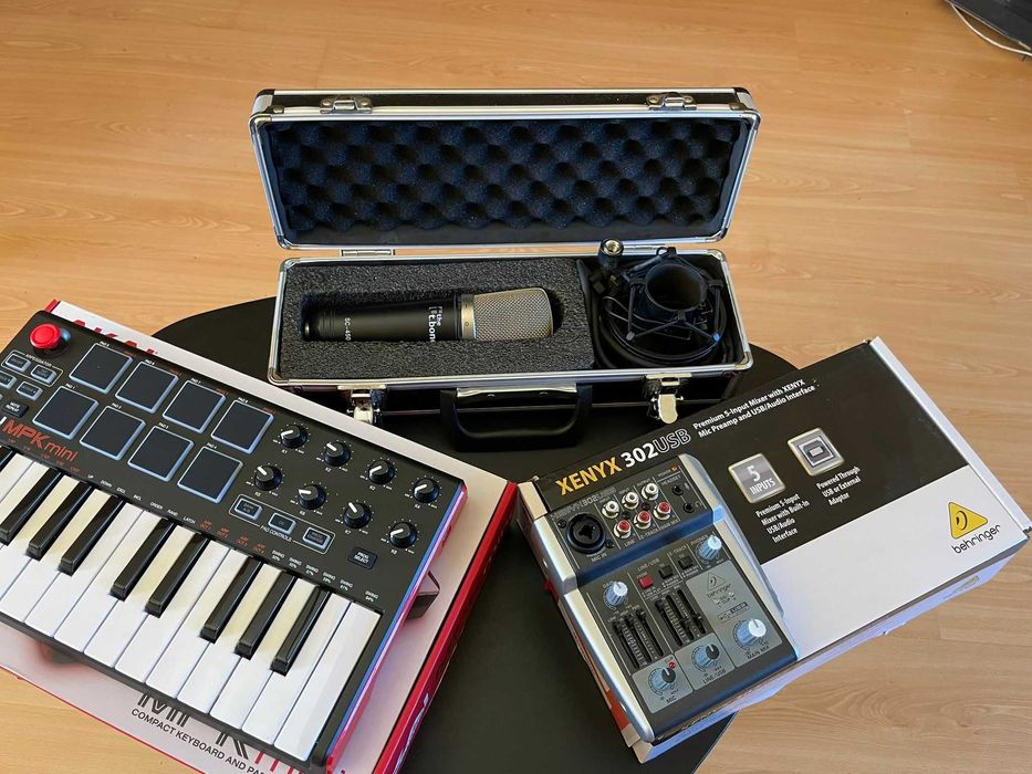 DJ/Sound Mixing Set (Akai MPKmini+Xenyx302USB+Mic. t.bone)