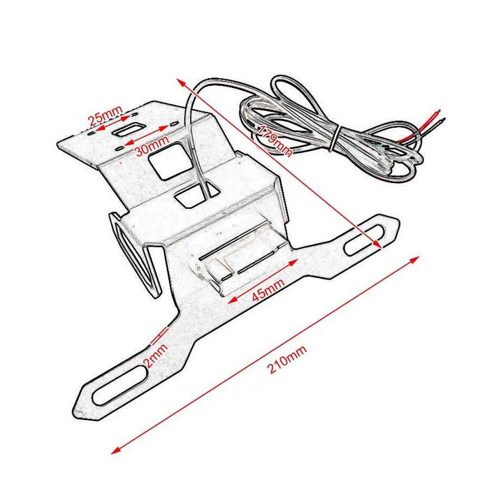 Suporte de Matrícula com Luz LED para Kawasaki Z1000SX de 2020 a 2021