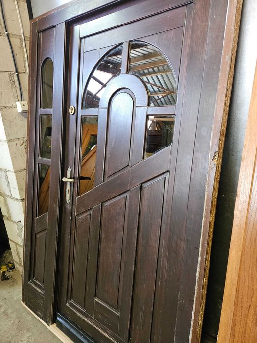 DRZWI Zewnętrzne Dębowe Drewniane Dąb z Doświetlem Wejściowe 139x213cm