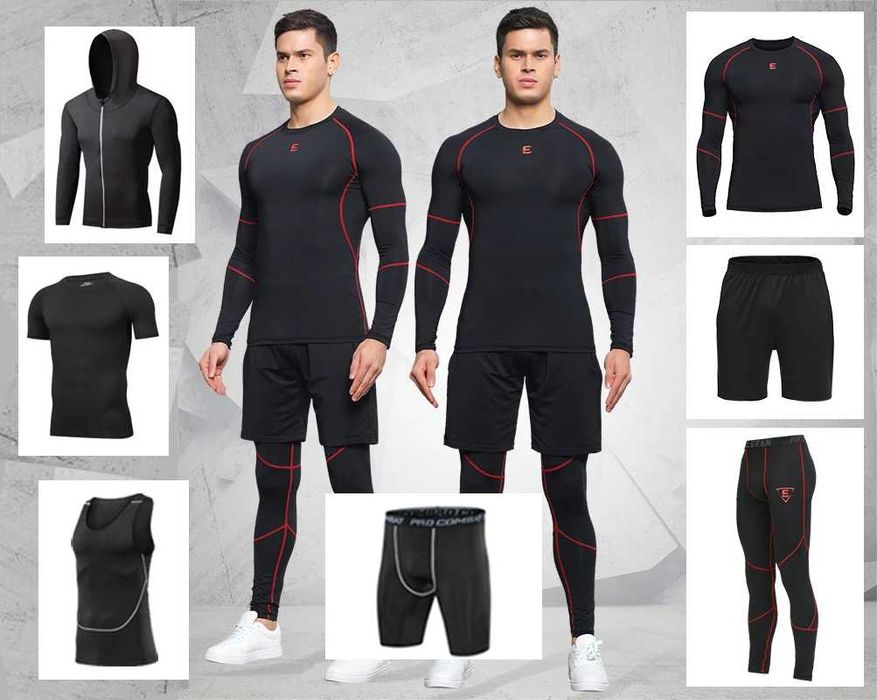 Компрессионная одежда 7 в 1 рашгард, леггинсы, футболка, шорты и худи!