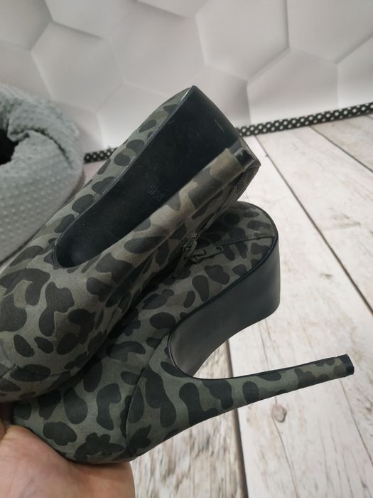 Botki DAMSKIe buty na platformie rozmiar 38 na szpilce w panterkę sexy