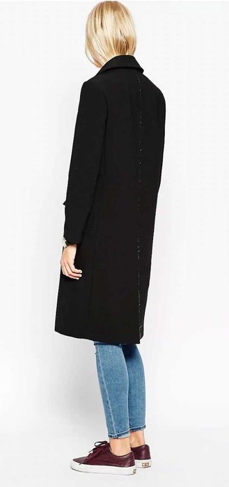 Casaco Asos Comprido Preto com Forro Contrastante