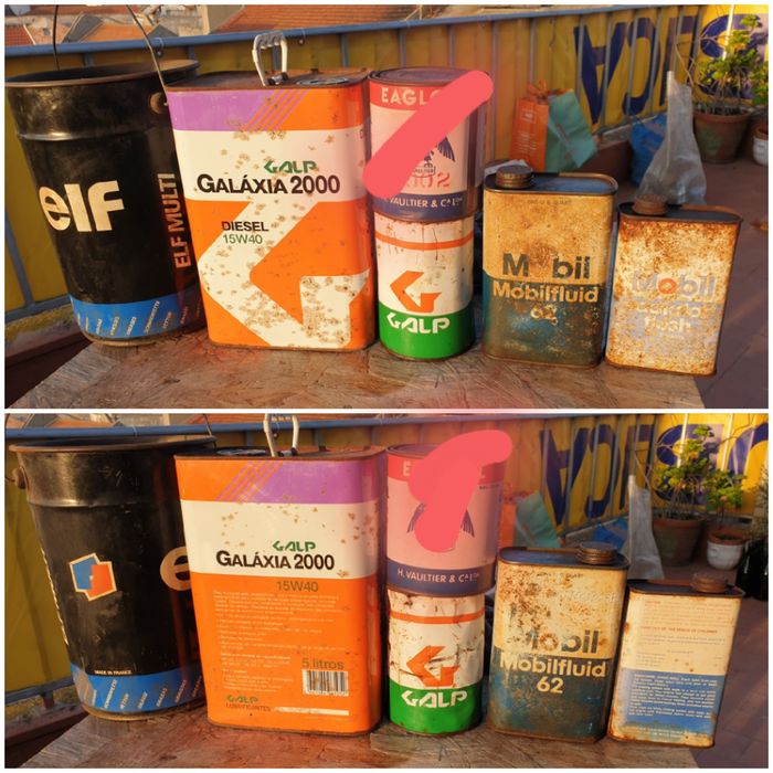 Diversas latas antigas