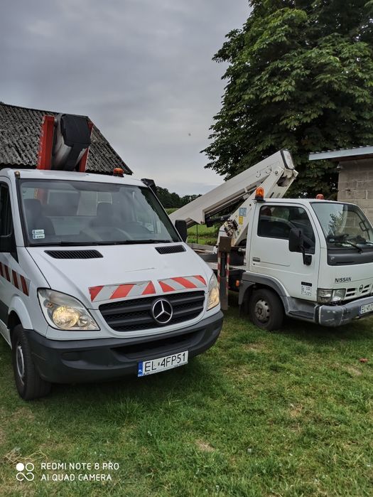 wynajem podnośnika koszowego 21 m , zwyżka Łódź, sople nawisy, usuwani