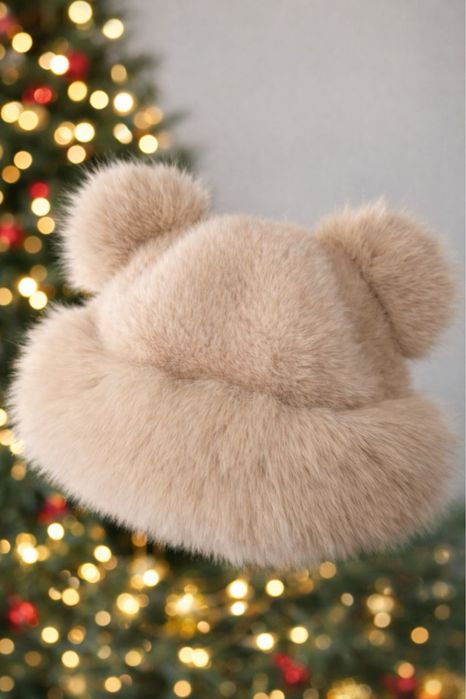 Czapka zimowa futrzana z uszami - ciepła,miękka , stylowa