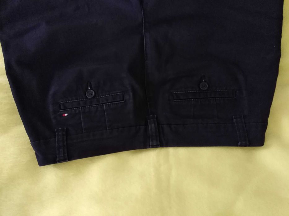 Spodnie, chinosy, tommy hilfiger, bawelna, logo, granat