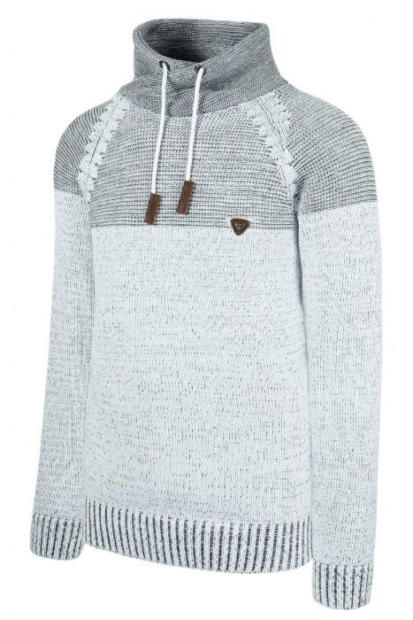 Sweter męski - KOMIN WAR. DWUKOLOR - ciepły - wygodny - szary