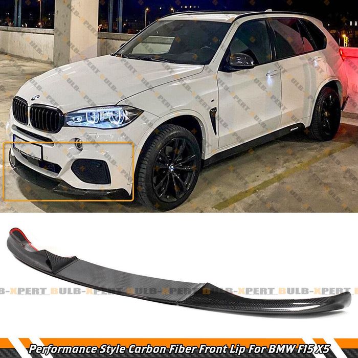 Накладка на передний бампер BMW X5 F15 сплитер губа БМВ Х5 Ф15 обвес юбка бампера