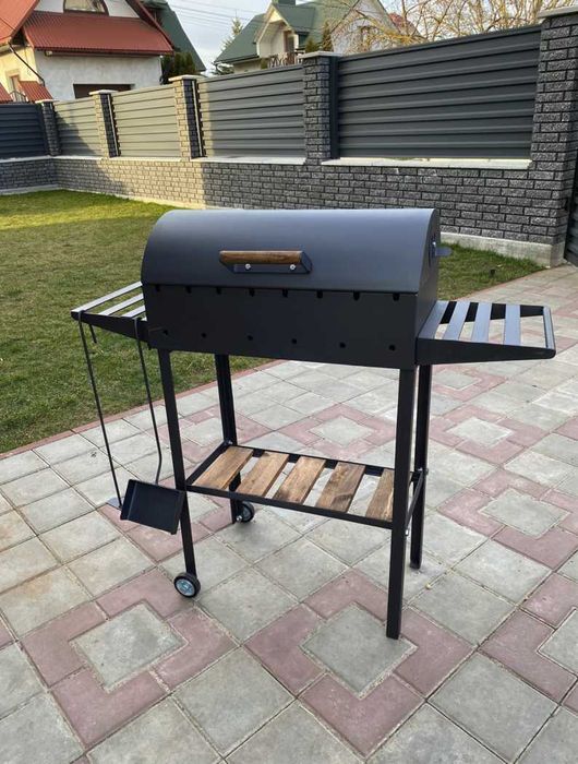 Мангал для домашнього шашлику з кришкою метал 4 мм на 8 шампурів