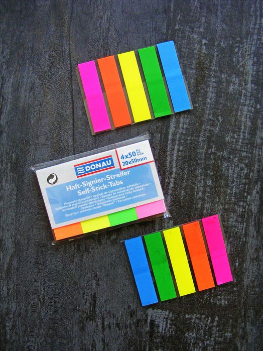 Стікери закладки пластикові 5х25 паперові 4х50 неон