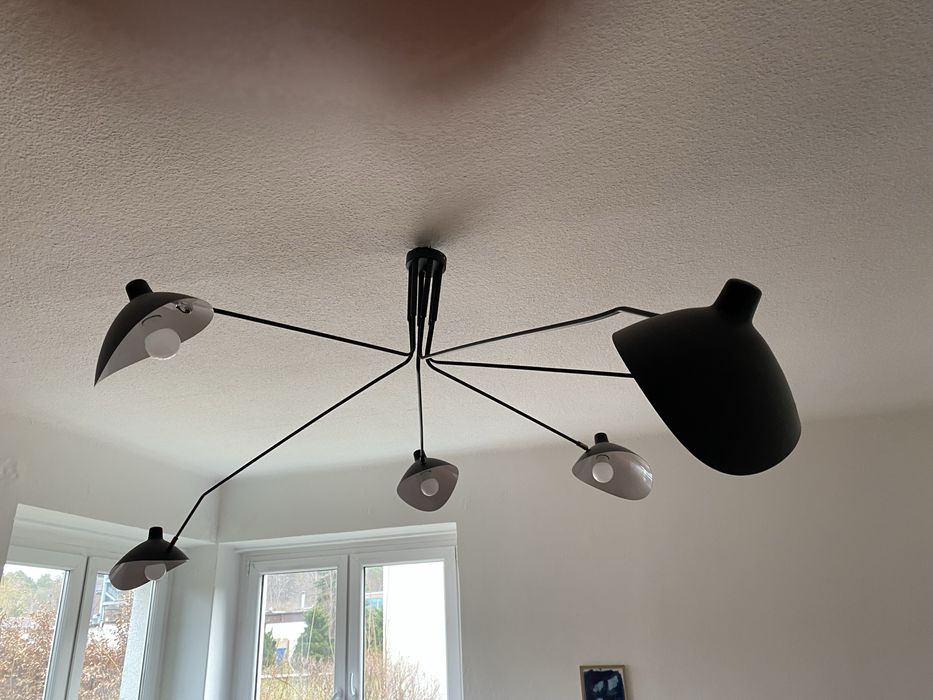 Piękna czarna  duza lapa ścienna 5 kloszy