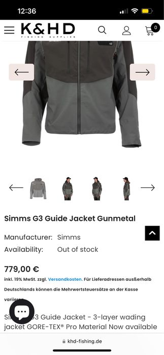 Куртка Simms G3 Guide Jacket Gore-Tex Pro, розмір L (нова з бірками)