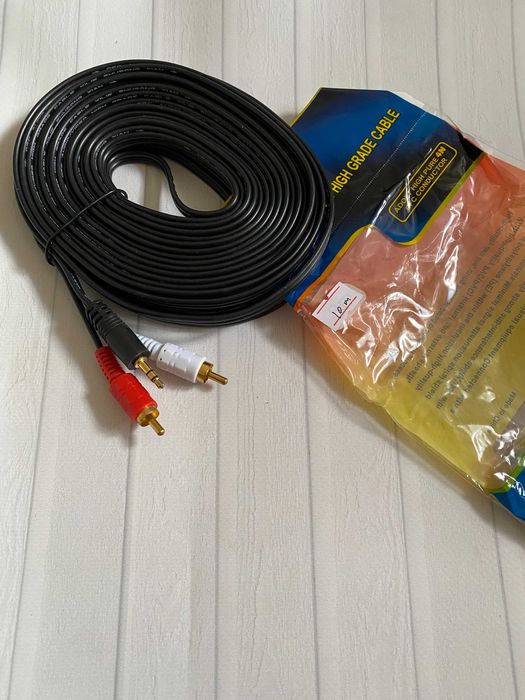 Кабель аудіоакустичний  перехідник 2rca — 3.5 jack довжина 10 м