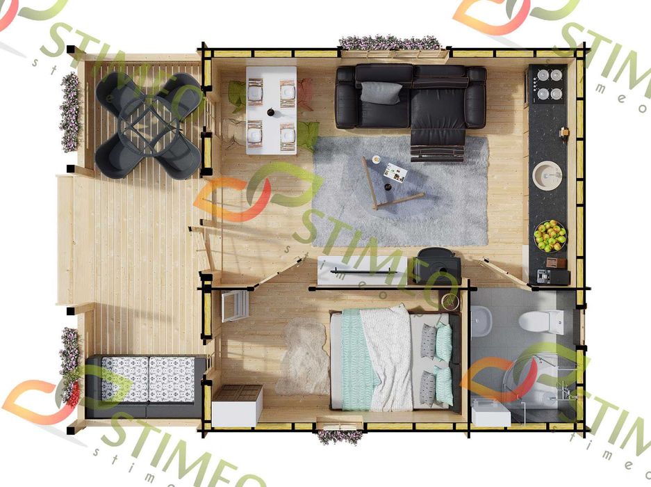 Domek drewniany altana ogrodowa domek letniskowy Adam 3