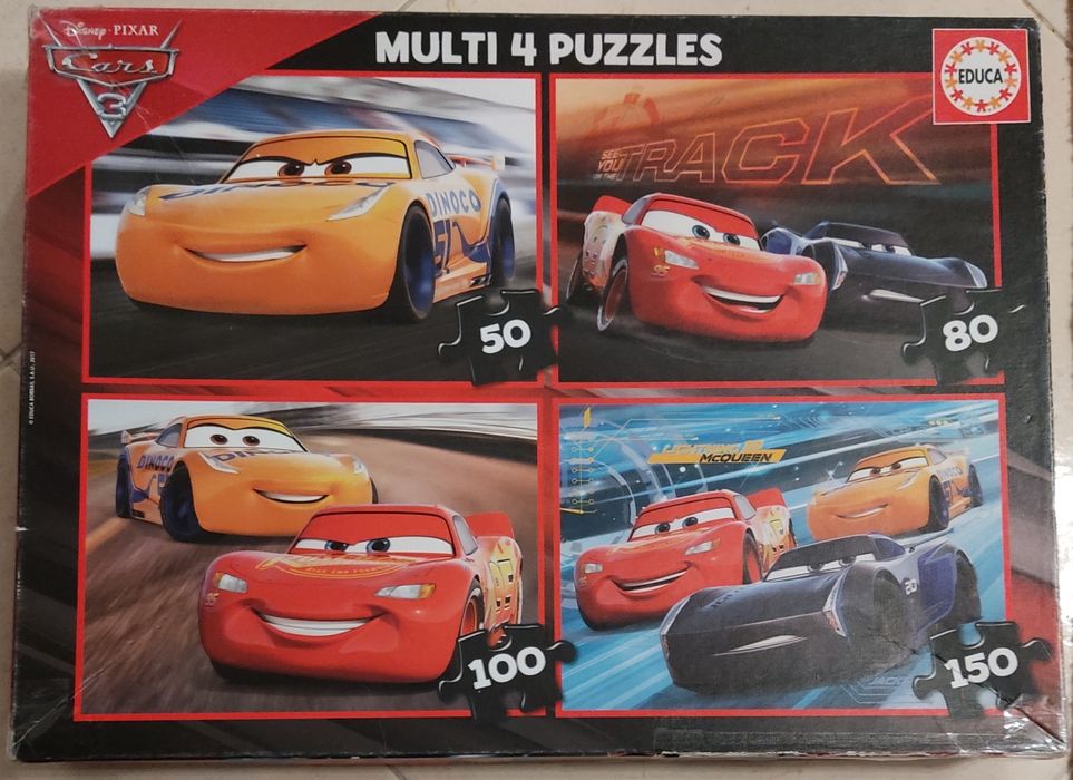 10 Puzzles de 50 a 180 pecas - Cars, Frozen, Batman