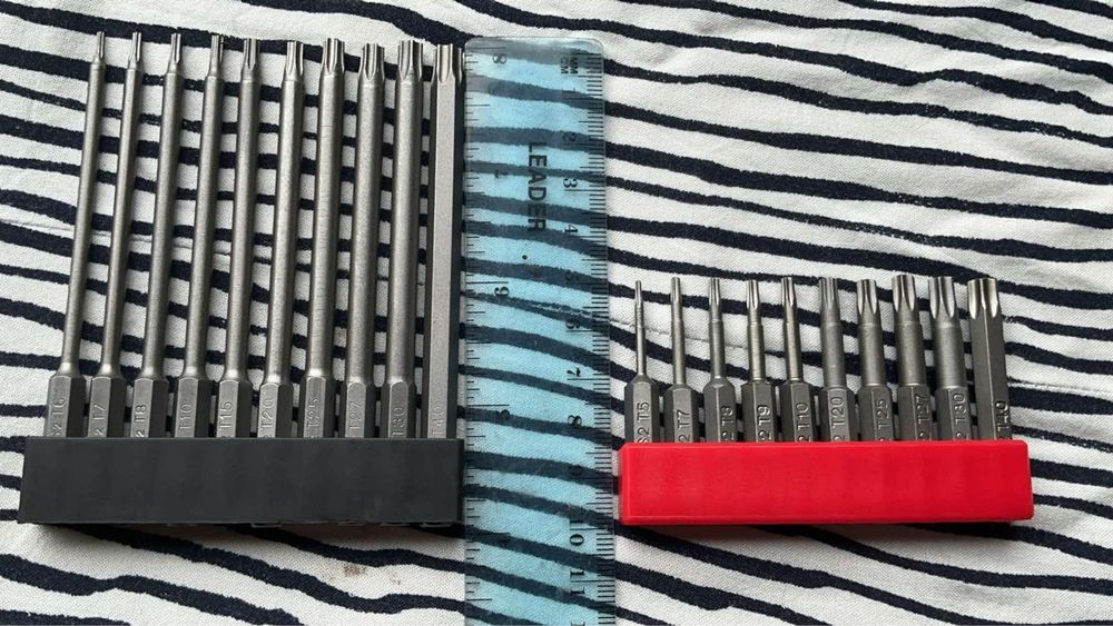 набір біт Torx (зірочка) захисних з отвором 20шт довжиною 2 та 4 дюйми  виготовлені з високоміцної сталі S2 Розміри від T5 до T40