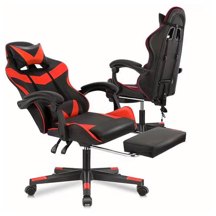 Fotel Gamingowy Biurowy Obrotowy Kubełkowy Krzesło z Podnóżkiem 150 kg