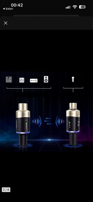 Bezprzewodowy System XLR 5.8GHz LEKATO Nadajnik Odbiornik Mikrofon 4Ch