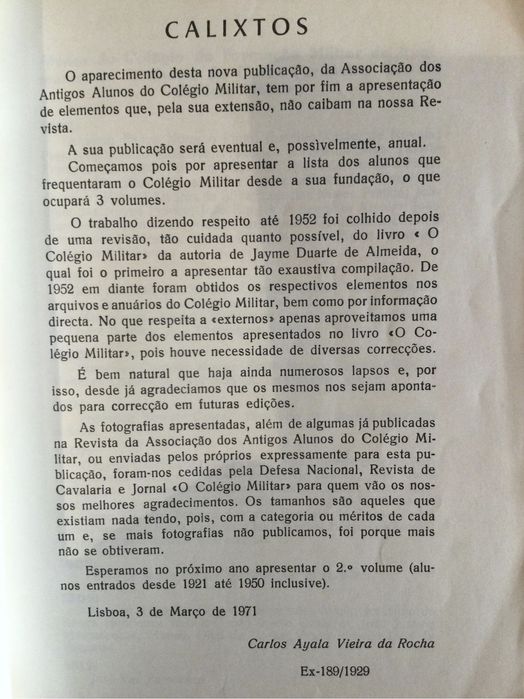 Calixtos - Colégio Militar