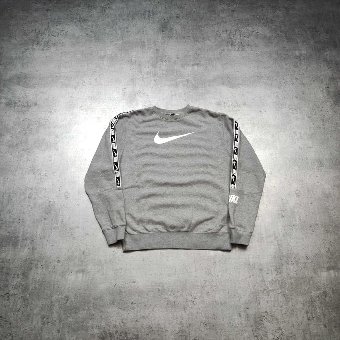 MĘSKA Bluza Szara Bawełna Nike Swoosh Lampas Logo Dresowa PREMIUM