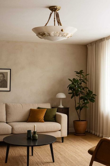 Люстра з натурального каменя в стилі софт на 5 ламп