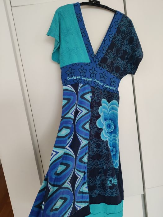Vestido azul, turquesa, Verão, Desigual, S
