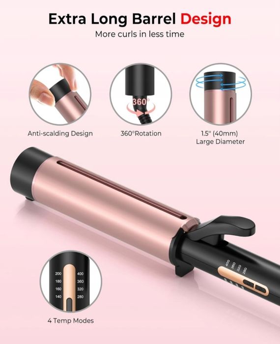 Lokówka ceramiczna UKLISS 40mm 4 temperatury 140°C-200°C DUŻE LOKI