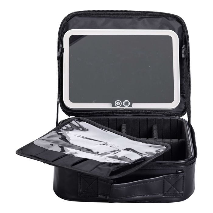 Дорожня косметичка органайзер з LED дзеркалом 26×22×9 см