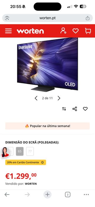 Tv Oled Samsung  TQ65S92 65 polegadas