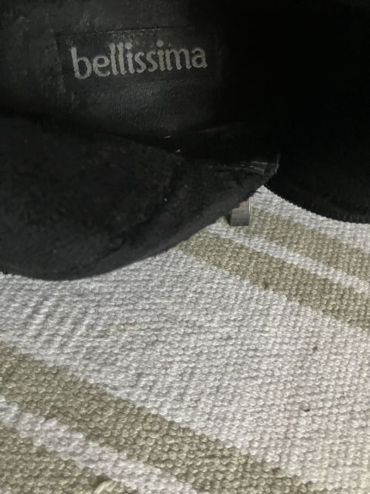 Botki damskie Bellissima ocieplane czarne na slupku roz.38