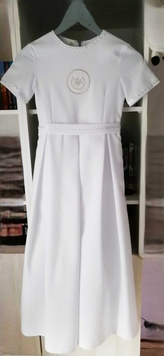 Suknia komunijna, 2 bolerka, torebka, wianek, rękawiczki 134