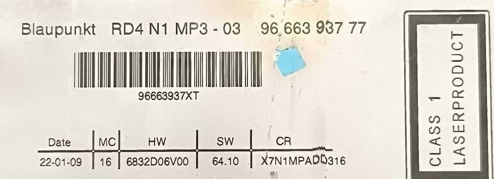 Rádio / Auto Rádio 9666393777 - CITROËN BERLINGO Caixa/monovolume