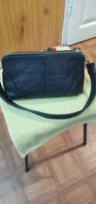 Клач 2 отд натур кожа  черная новый