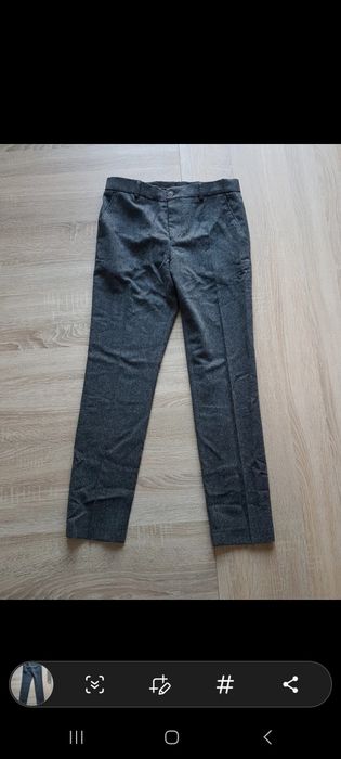46 S M Selected Homme spodnie garniturowe w kant męskie wool wełniane