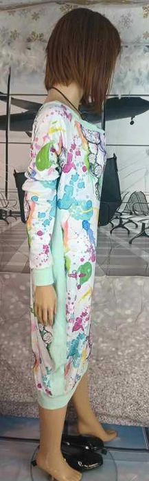 Sukienka damska maxi oversize w wielokolorowe wzory