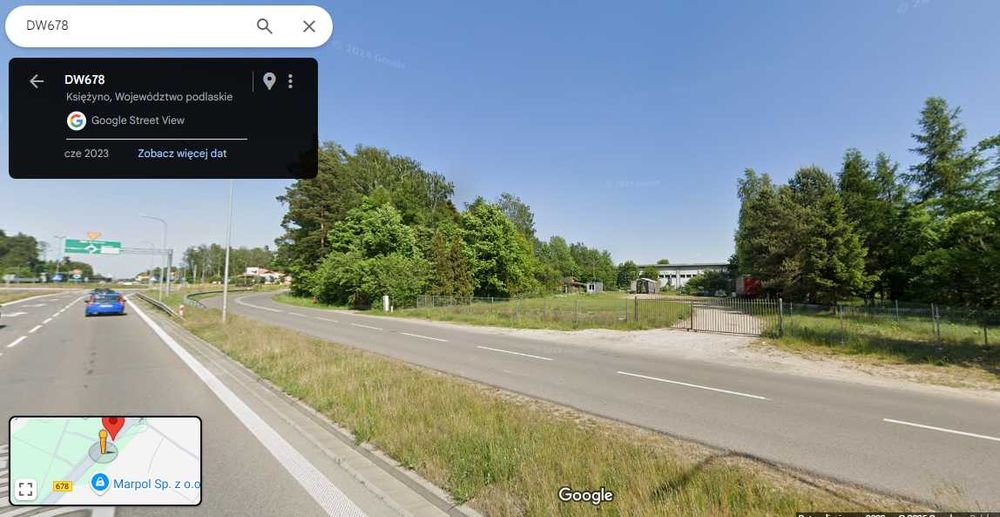 Działka - plac - teren usługowy WLOT DO B-STOKU - DROGA WOJEWODZKA 678