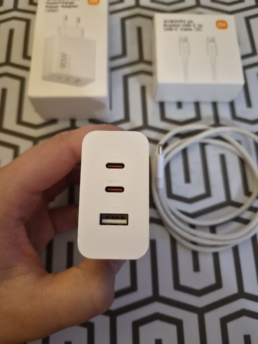 Продам зарядний адаптер Xiaomi 90w та плетений  зарядний кабель з підтримкою 120w