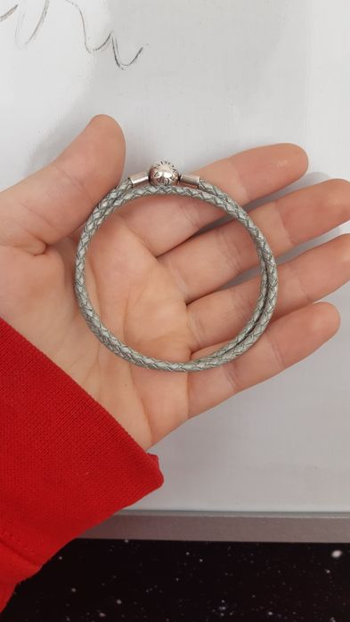 PANDORA Pulseira couro "azulada"