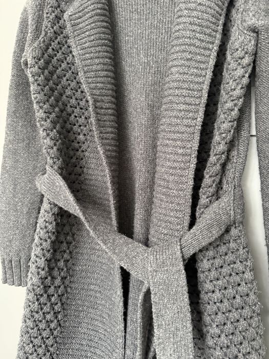 Sweter dlugi gruby wiazany welna m