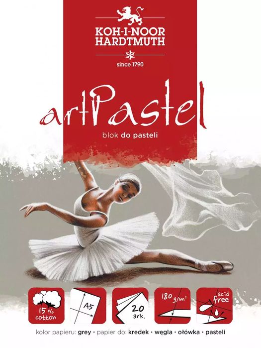 Blok do pasteli artpastel szary A5 20 kartek 180G.. Koh-I-Noor. Nowy Produkt