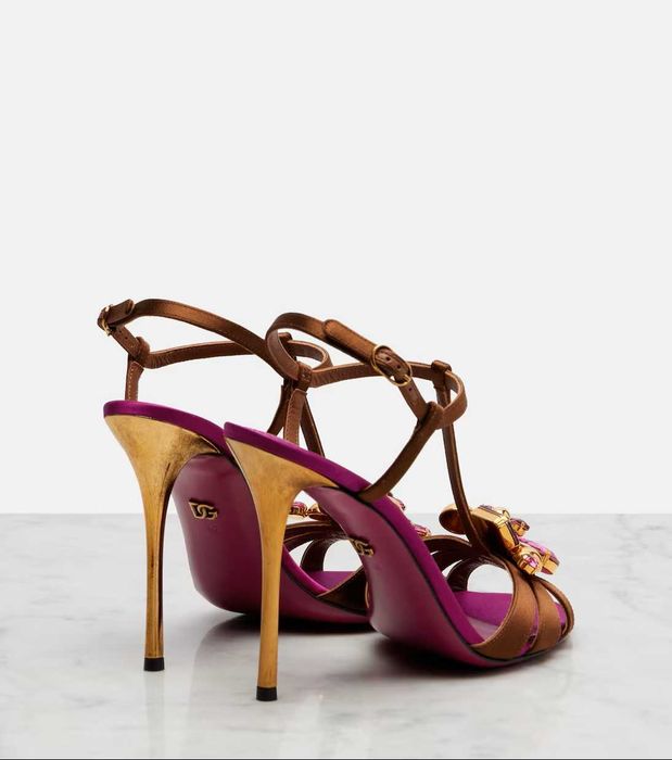 Sandały satynowe zdobione Dolce&Gabbana