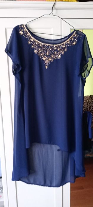 Granatowa tunika mgiełka r.46