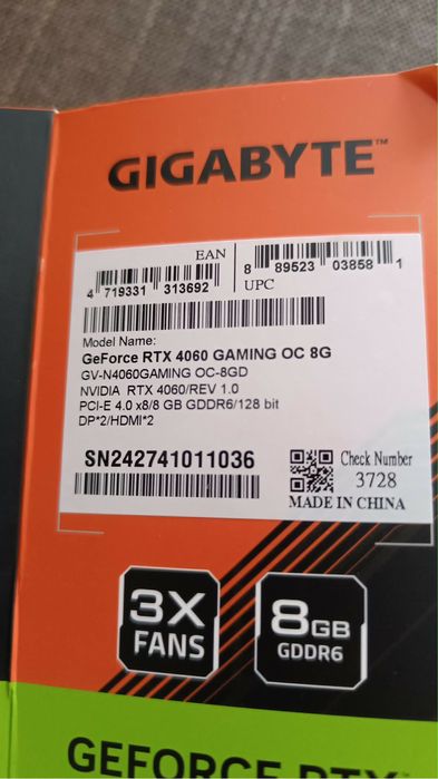 Gigabyte GeForce RTX 4060 Gaming OC 8GB