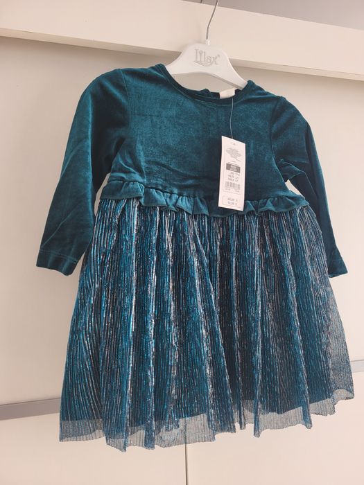 Nowa elegancka sukienka 80 Cool Club Smyk świąteczna zielona