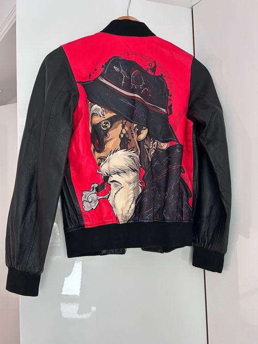 Dwustronna kurtka z miękkiej naturalnej skóry w stylu Gucci