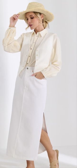 Джинсова спідниця міді