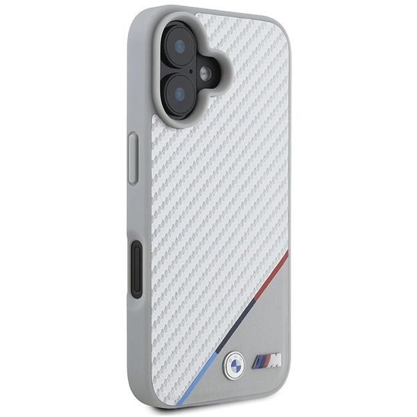 Etui BMW M Carbon Tricolor Line MagSafe na iPhone 16 - szare