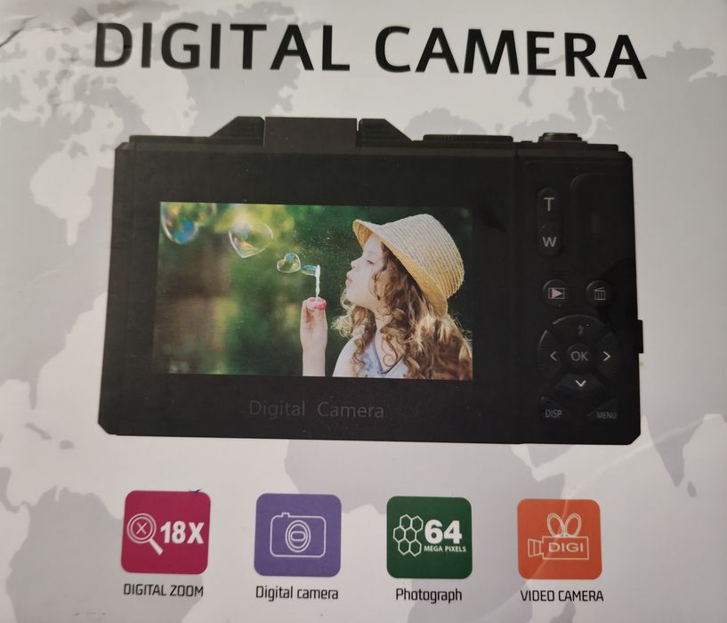 Aparat cyfrowy 4K 64MP UHD 18-krotny zoom Autofokus PLUS KARTA 64gb