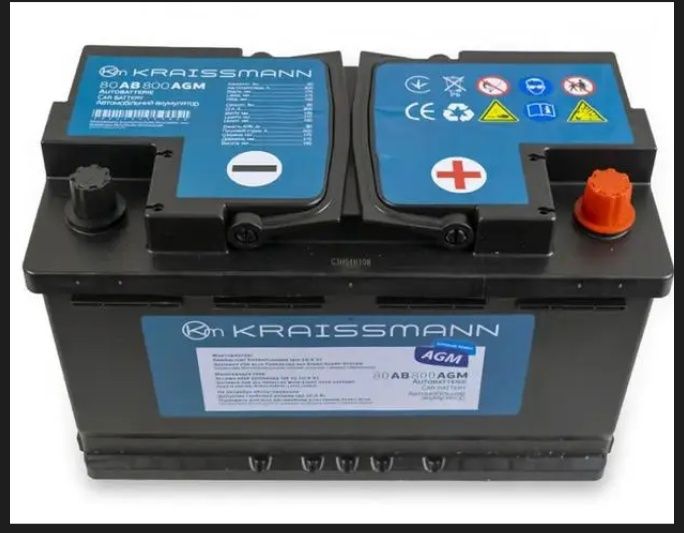 Автомобільний акумулятор AGM  KRAISSMANN 80 А/г, 800 А. Новий.